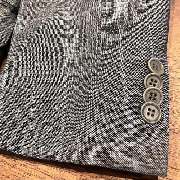 Trussini Linea Nuova 44L Gray Plaid Sports Coat Blazer 100% Lana Wool Italian - Picture 7 of 13